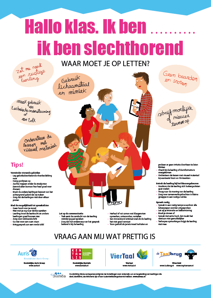 Hallo klas, ik ben slechthorend - poster