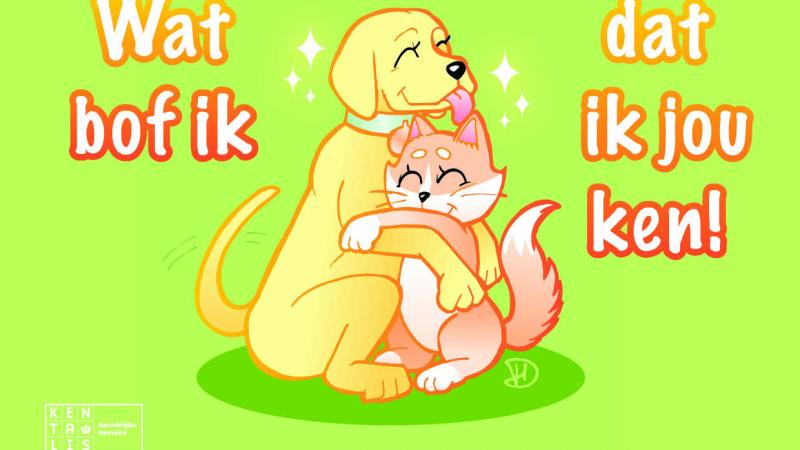 Valentijnskaart hond en kat Kentalis Valentijnskaart hond en kat Kentalis