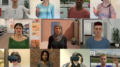 Schermweergave virtuele omgeving deelnemers training Virtuele omgeving VR-training